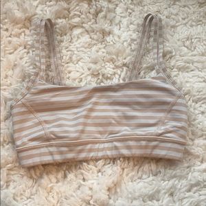Lululemon Cream and white striped sports bra